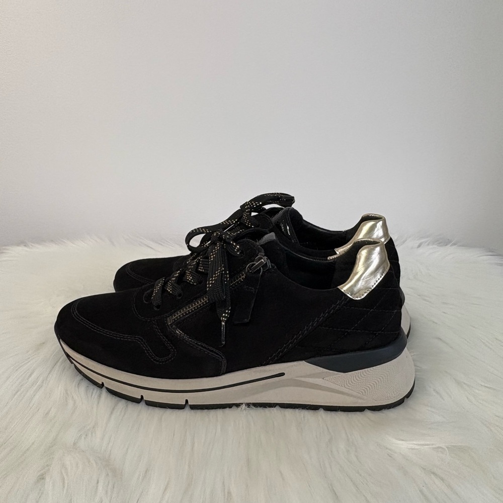 (102)Gabor Women's Black and Gold Sneakers